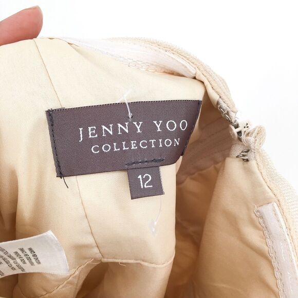 BHLDN Jenny Yoo Women 12 Annabelle Dress Ivory Nude Convertible Strapless Tulle - Picture 7 of 8